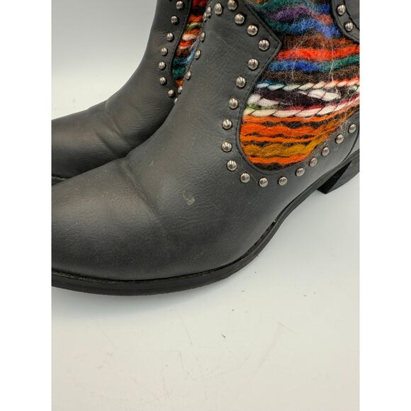 Roper Black Multicolor Woven Studded Booties 8 - Picture 2 of 9